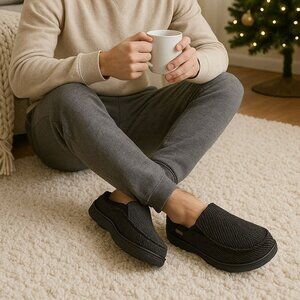 Dearfoams 7/8 Men Loafer Slippers Leisure Winter House Slip-on Shoes Loungewear